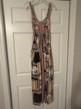 MATILDA JANE Sz XS Adventure Begins Perfectly Paisley Patchwork Maxi Dress Boho
